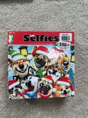 Selfies Holiday Dog Puzzle - Colorful Red Box